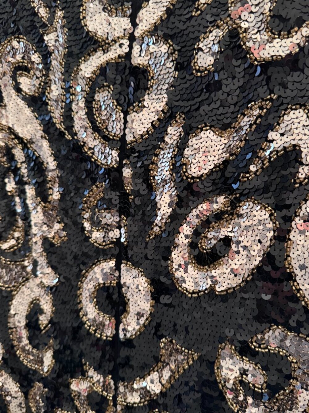 Joan Leslie Sequin Top Black Gold Beaded Evening Blouse VTG Glam NWT - Picture 4 of 11